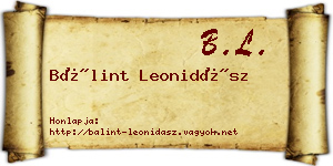 Bálint Leonidász névjegykártya